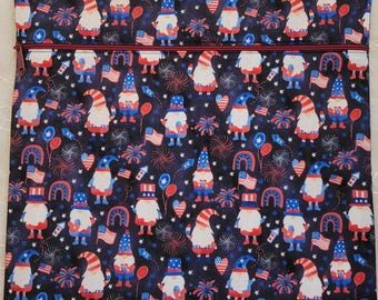 Fourth Of July Gnomes Fabric  Cross Stitch Project Bag Medium Size