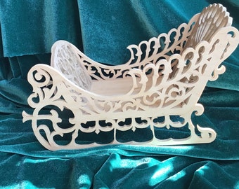 882HANDCRAFTED fretwork sleigh 101/2”x51/8”x63/4”