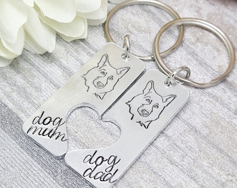 Split Keyring  - Dog Mum - Dog Dad - Keyring - German Shepherd Keyring