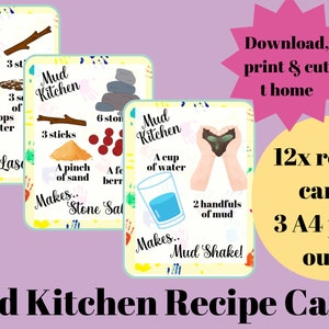 DIGITAL FILE - Mud Kitchen Recipes - Recipe cards for Toddler/Childrens outdoor outside play