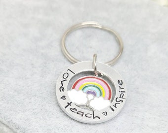 Teacher Keyring - Love Teach Inspire - Rainbow Teacher Gift