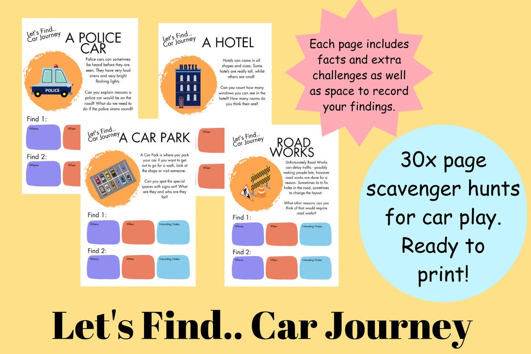 Let's Find.. Car Journey - Scavenger Finding Printable Book - Children ...