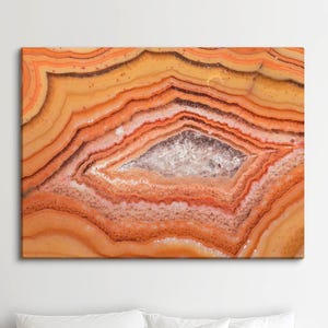 Dryhead Agate Geode Canvas Print, Warm Orange Mineral Art