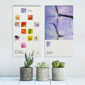 Flower photography wall calendar 2024, Macro photos calendar, Flower prints of Hydrangea, Dahlia, Crocus, Roses, Tulips, Gazania. MWCAL2
