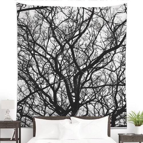 Black and White Tapestry Nature Tapestries Branches Art Etsy