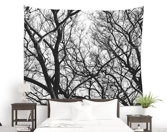 Black And White Tapestry, Nature Tapestries, Branches Art, Nature Decoration, Tree Tapestry, Large Tapestries. MG044