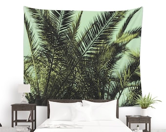 Tropical tapestry, Palm tree wall art for dorm room decor, Beach decoration fabric wall hanging. MG031