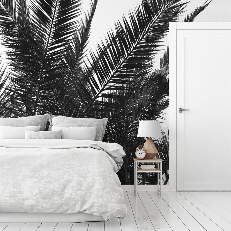 Interior design Palm leaves Peel and Stick wallpaper mural Coastal Nature Mural Beach decor MG031A Removable Tropical wall art