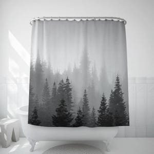 Tree Shower Curtain, Tree Decor, Black White Photo, Landscape Photo, Nature Decoration, Bath Decor. MW004