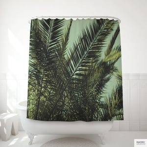 Palm Leaf Shower Curtain, Bath Accessories, Tropical Decoration, Fabric Curtain, Tropical Bathroom. MG031