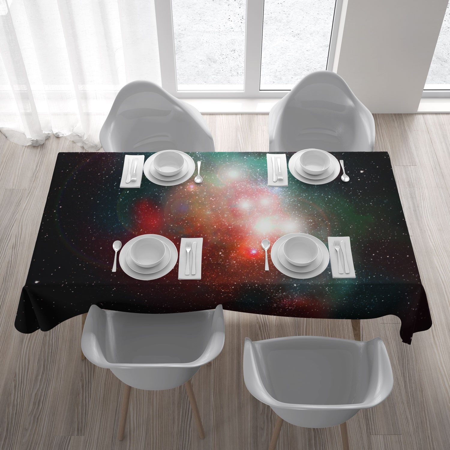 Galaxy tablecloth Black table cloth with Nebula art Kitchen Etsy