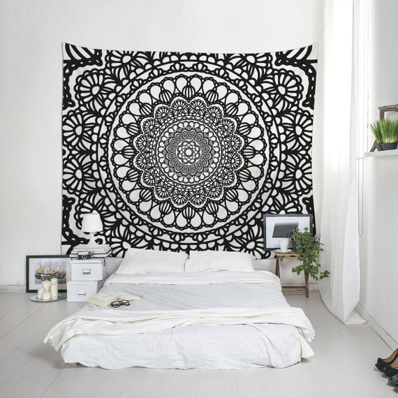 Boho Tapestry Mandala Wall Art Shabby Chic Decor Fabric Wall Hanging Black And White Or Custom Color Bedroom Living Room Decor Sp061