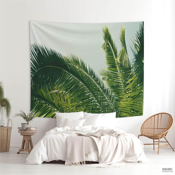 Summer Tapestry | Tropical Decoration | Palm Tree Photo | Wall Hanging | Dorm Decor | Polyester Fabric | MG054