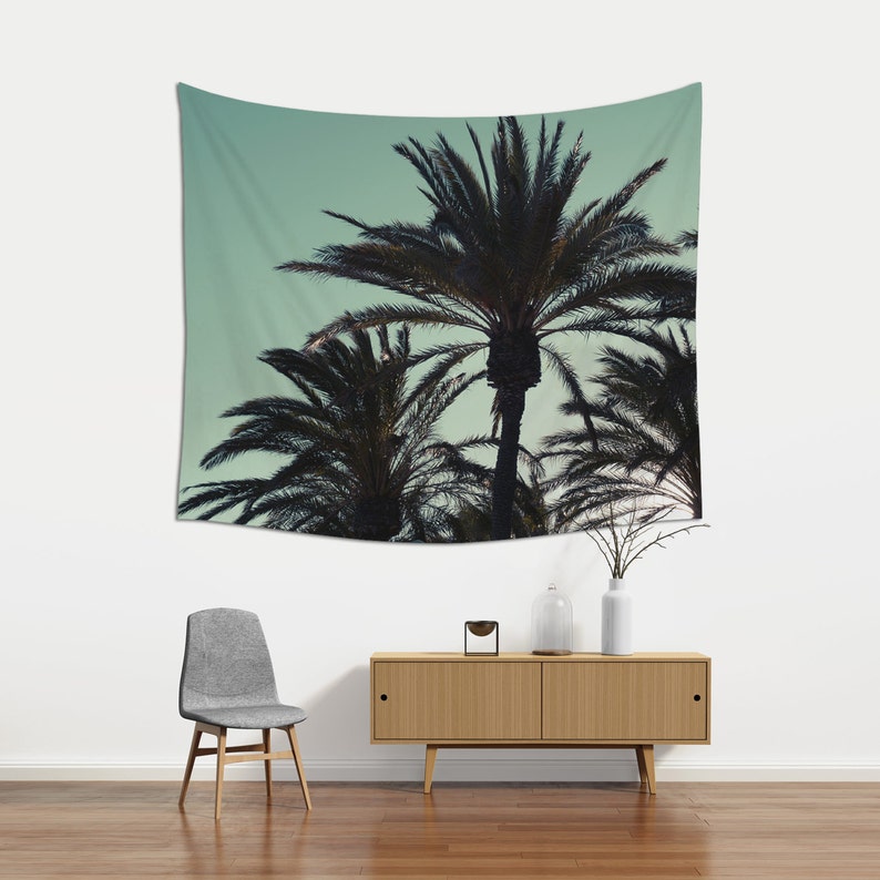 Palm tree tapestry for a housewarming gift or Zoom background Etsy