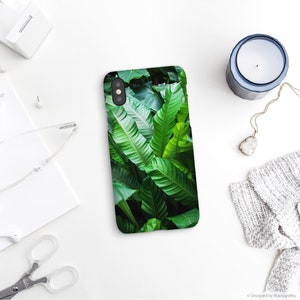 Leaf phone cases, Plant lover gift for iPhone XR, iPhone 8, iPhone X, Samsung S9, Galaxy S10, Google Pixel 3, Pixel 2XL. UL124 image 1