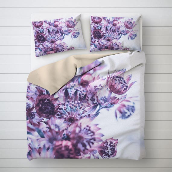 Floral Bedding Purple Flower Print Photo Duvet Cover Purple Etsy