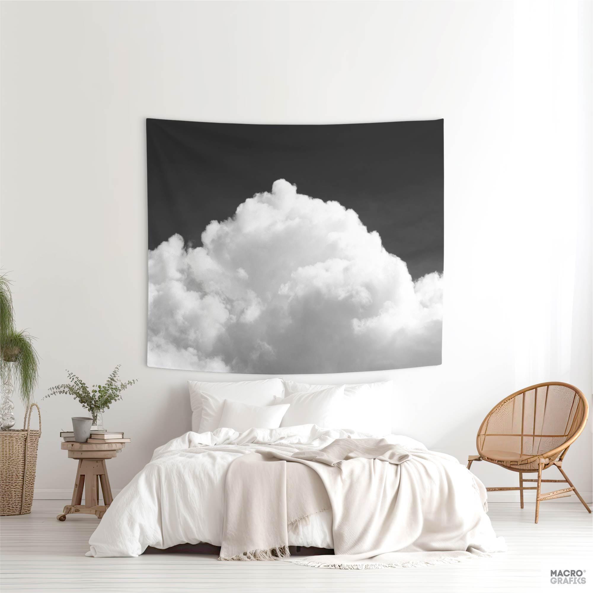 雲のタペストリー、白黒の空、ボヘミアン風寝室装飾。MG068B - Etsy 日本