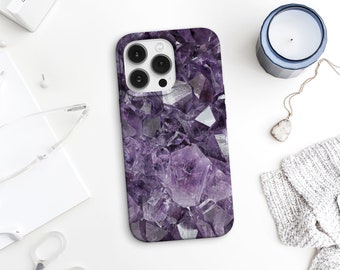 Crystal art phone Case, Amethyst mineral photography, Geode Purple iPhone case, iPhone 8 Case, iPhone X, Quartz decor, iPhone 14. MW061