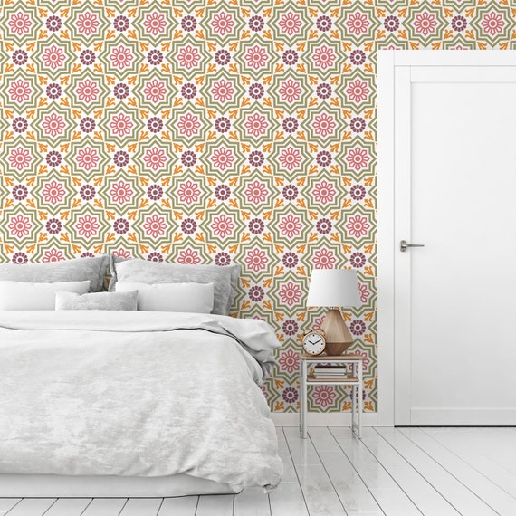 Moroccan Decor Peel And Stick Wallpaper Geometric Wallpaper Wall Decor Graphic Art Home Decor Interior Decoration Office Wall Sp033