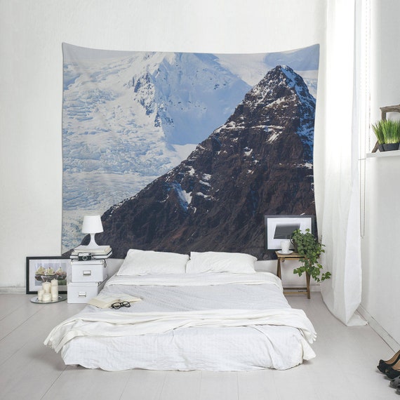 Mountains Fabric Wall Hanging Bedroom Decor Iceland Photography Winter Landscape Wall Tapestry Large Wall Art Nordic Wall Decor Sv010