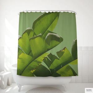 Banana Leaf Curtain, Shower Curtain, Tropical Shower Art, Bathroom Decor, Green Decor, Bath Gifts, Home Gift. MG046