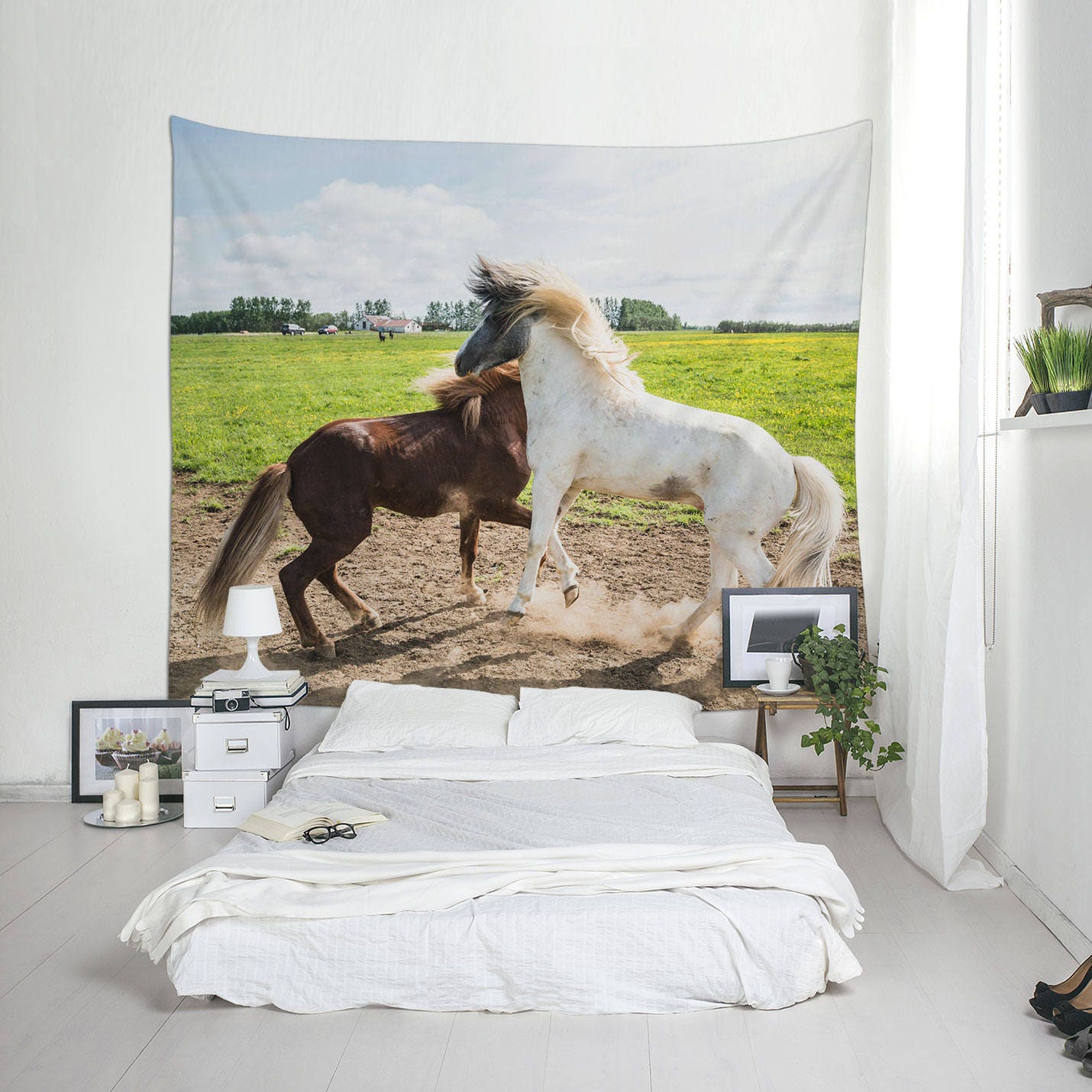 Horse Tapestry Animal Wall Art Animal Lover Gift Icelandic Etsy