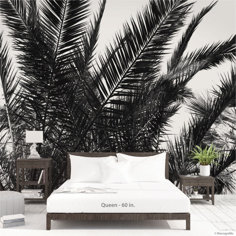 Interior design Palm leaves Peel and Stick wallpaper mural Coastal Nature Mural Beach decor MG031A Removable Tropical wall art