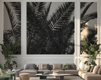 Palm wallpaper Peel and Stick wallpaper mural, Tropical wall art, Beach decor, Removable, Coastal Nature Mural, Interior design. MG031A