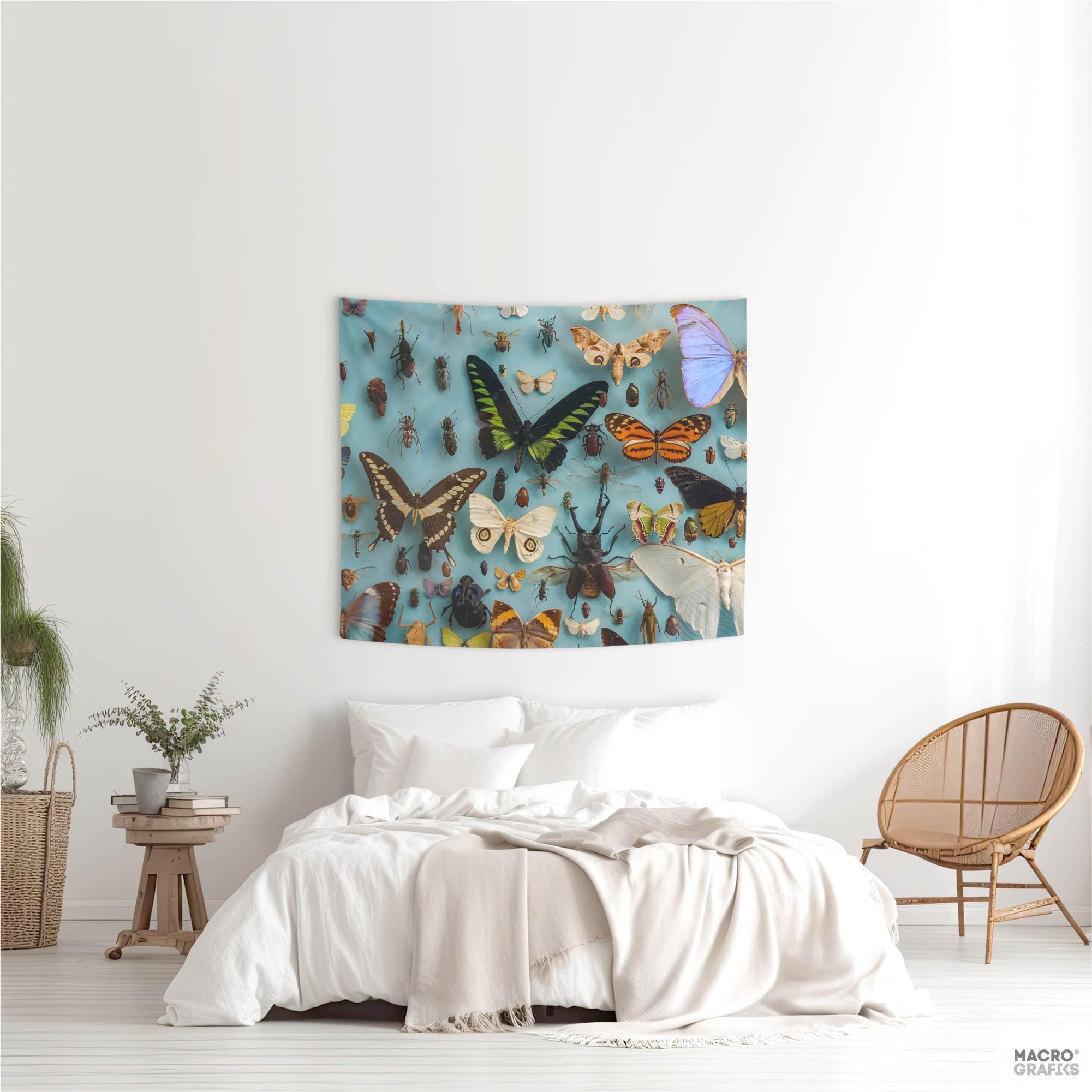 ちょうちょのタペストリー Yellow Butterfly Japanese Poster