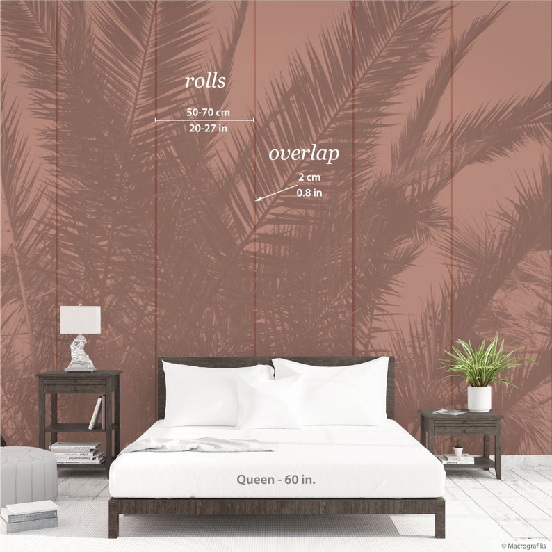 Interior design Palm leaves Peel and Stick wallpaper mural Coastal Nature Mural Beach decor MG031A Removable Tropical wall art