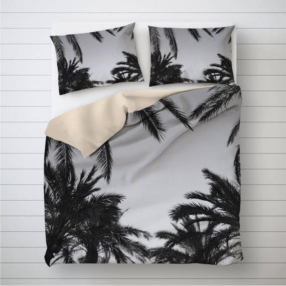 Palms Duvet Cover Tropical Duvet Set Palm Tree Bedding Etsy