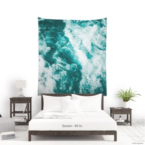 Fabric wall hanging with a picture of Water texture, Nautical tapestry for a turquoise wall art. Abstract art for wall decoration. UL057 image 8