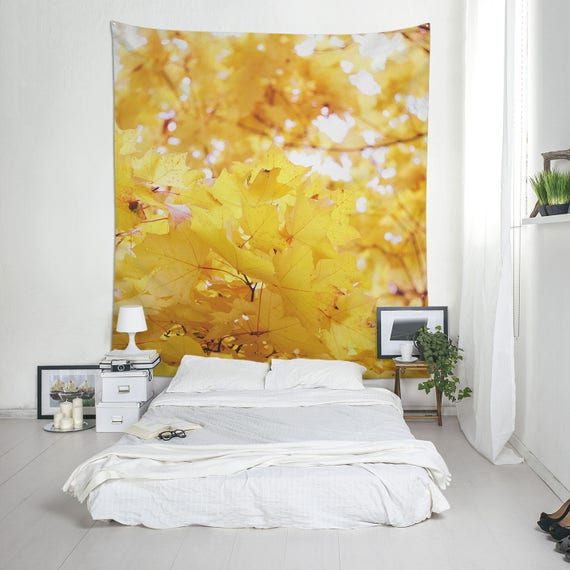 Yellow Leaf Tapestry Autumn Wall Art Tree Photo Tapestry Tapestry Room Fabric Wall Hangings Tapestry Wall Blankets Ul122