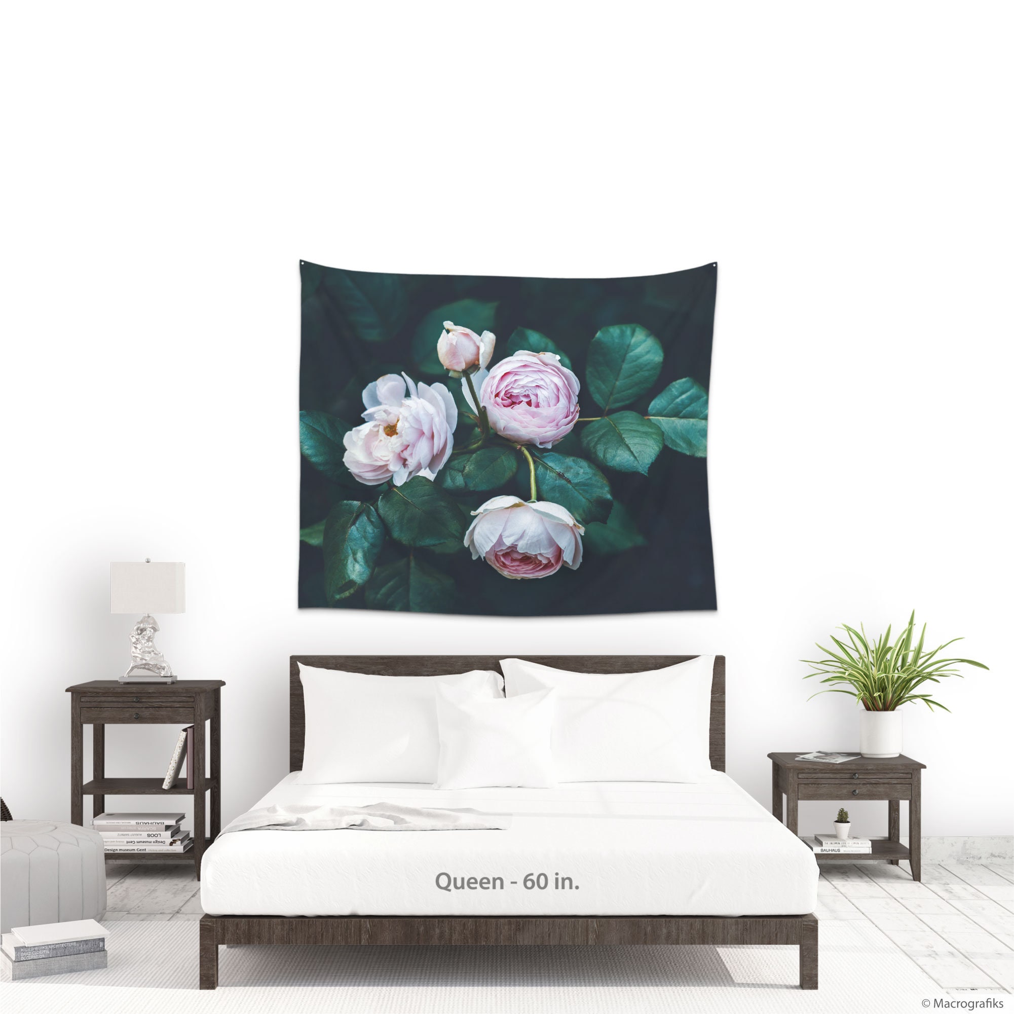 Roses Wall Tapestry Pink Roses Print Large Floral Tapestry 