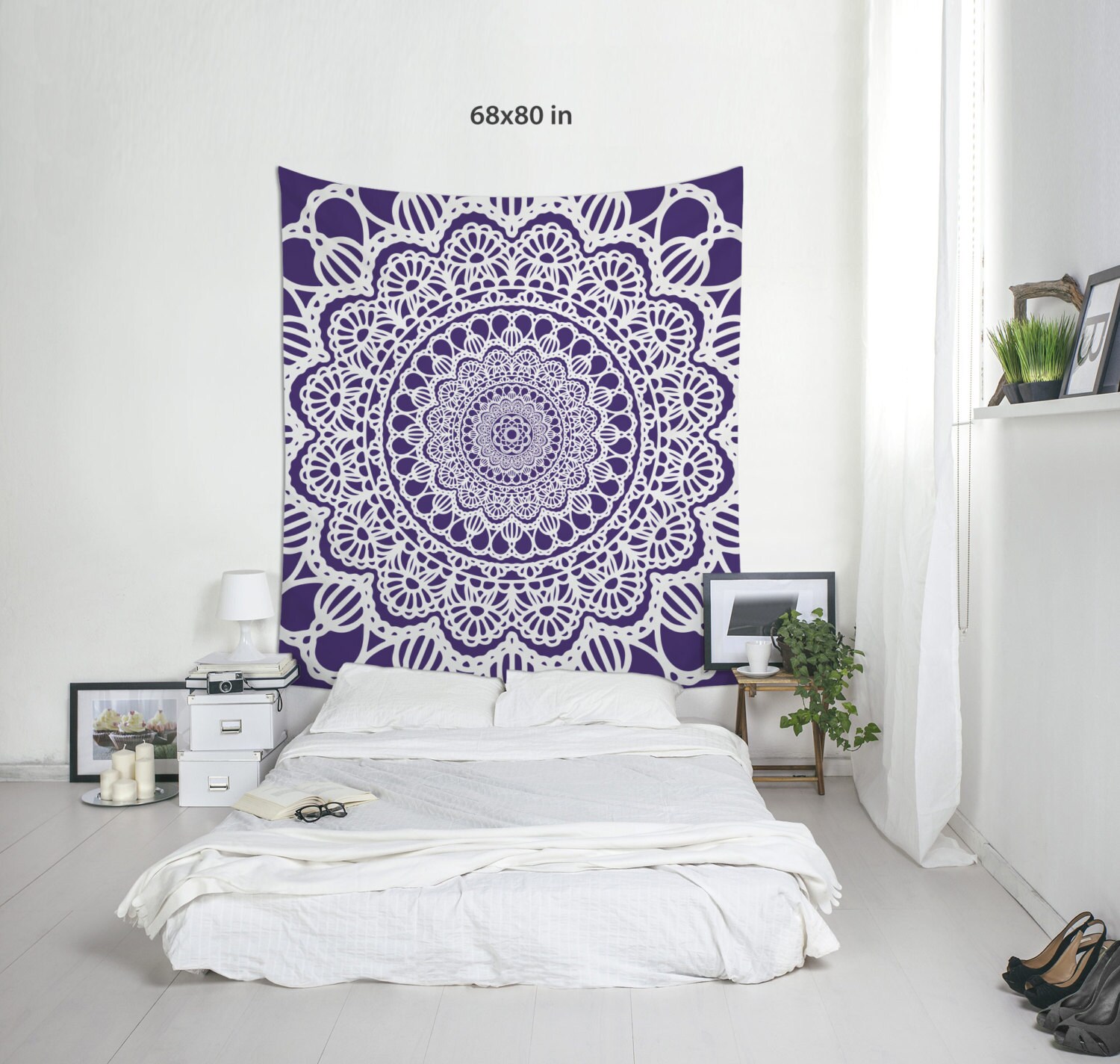Boho tapiz mandala arte de la pared fondo Zoom decoración Etsy