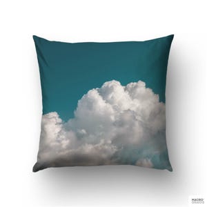 Turquoise Cloudy Sky Throw Pillow Cover: Poly-Twill Accent Pillowcase | MG064