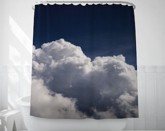 Cloudscape shower curtain, bathroom decor with an original cloud photography on a fabric curtain. MG069