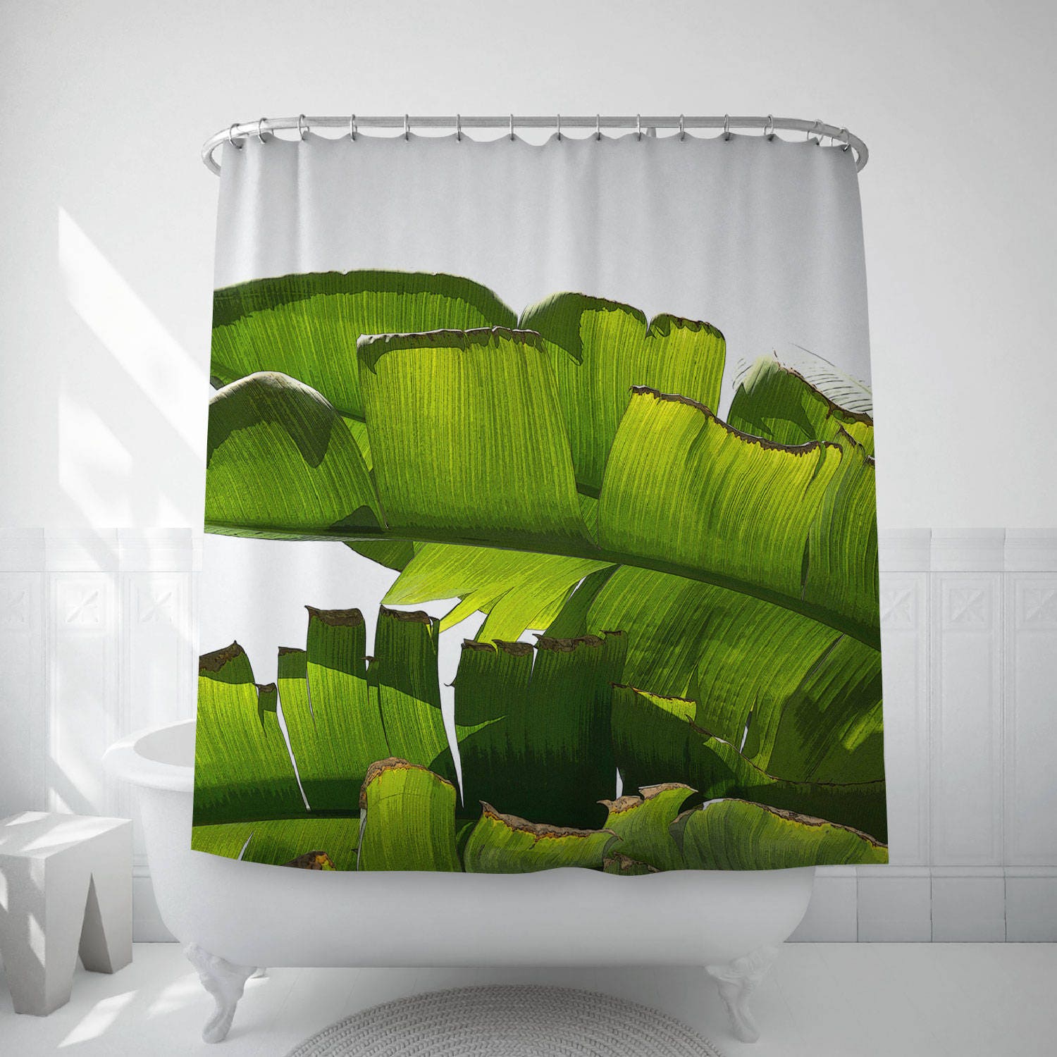 Banana Leaf Shower Curtains Tropical Bath Decor Banana Etsy