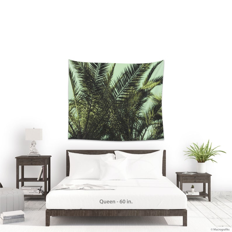 Tropical tapestry, Palm tree wall art for dorm room decor, Beach decoration fabric wall hanging. MG031 image 4