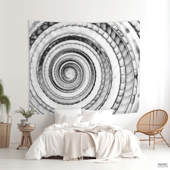 Sundial Shell Wall Tapestry Black and White Spiral Design for Wall Dorm or Event Decoration. Photo Backdrop. MW121 Etsy