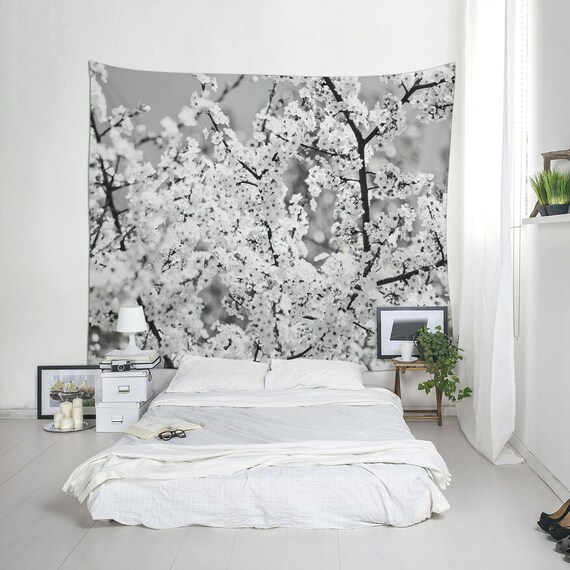 Cherry Blossom Tapestry Large Wall Art In Black And White Or Uk - Bedroom Wall Tapestry Uk Cherry Blossom Tapestry Large Wall Art In Black And White Or Uk - Bedroom Wall Tapestry Uk