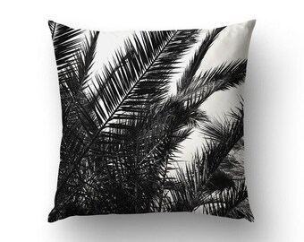 Palm Leaf Throw Pillow Cover: Black And White Tropical Decor. MG031A