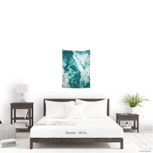 Fabric wall hanging with a picture of Water texture, Nautical tapestry for a turquoise wall art. Abstract art for wall decoration. UL057 image 9