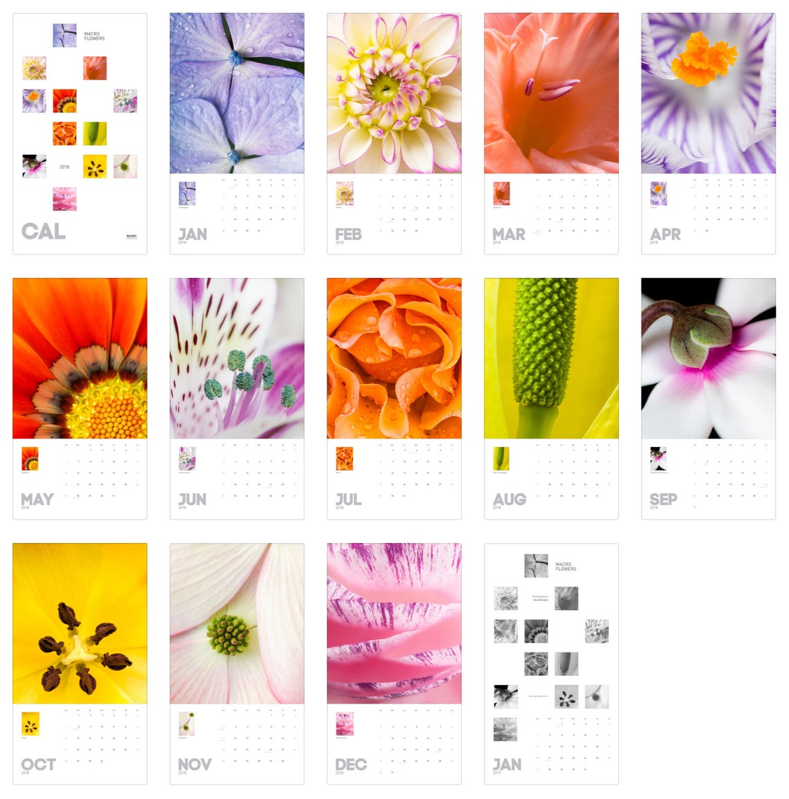 Calendrier mural de photographie de fleurs 2023 Calendrier de - Etsy France
