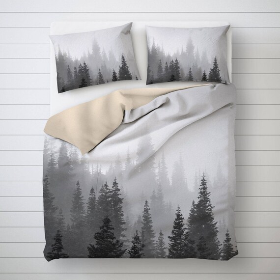 Tree Duvet Cover Black And White Bedroom Decor Nature Etsy