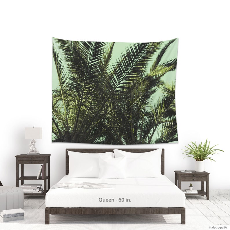 Tropical tapestry, Palm tree wall art for dorm room decor, Beach decoration fabric wall hanging. MG031 image 5