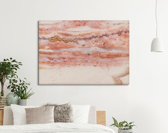 Pink Opal canvas print, Modern wall decoration with a mineral photography, Contemporary decor. MW152