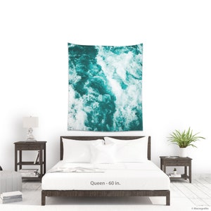 Fabric wall hanging with a picture of Water texture, Nautical tapestry for a turquoise wall art. Abstract art for wall decoration. UL057 image 7