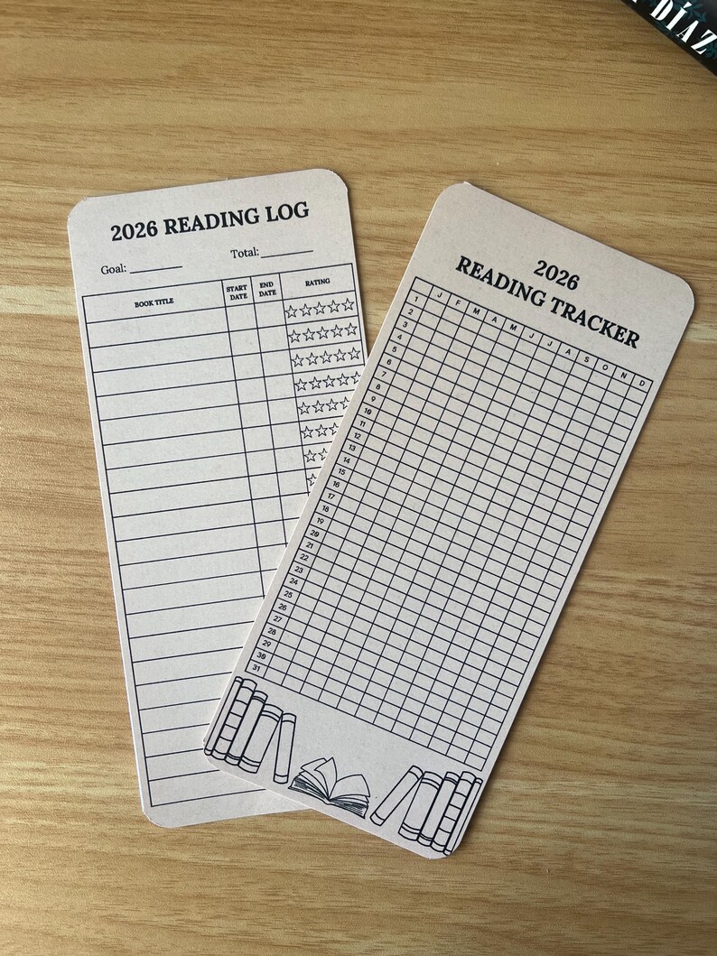 2026 Reading Log Bookmark Set | Monthly Reading Tracker | Card Stock ...