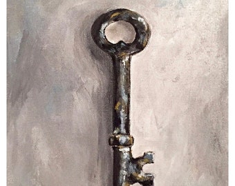 Fine Art Giclee Print, key, metal key, art print, Giclee, rustic, farmhouse, farmhouse art, rustic art, abstract, still life, keys, skeleton